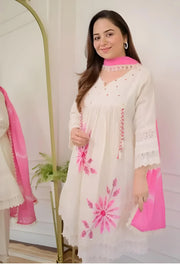 SHIFLLY and lino fabric party wear dress with shiffon lahariya dupatta sets (2 Colors)