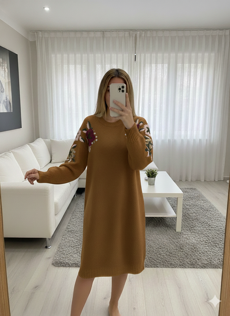 Embroidered woolen dress