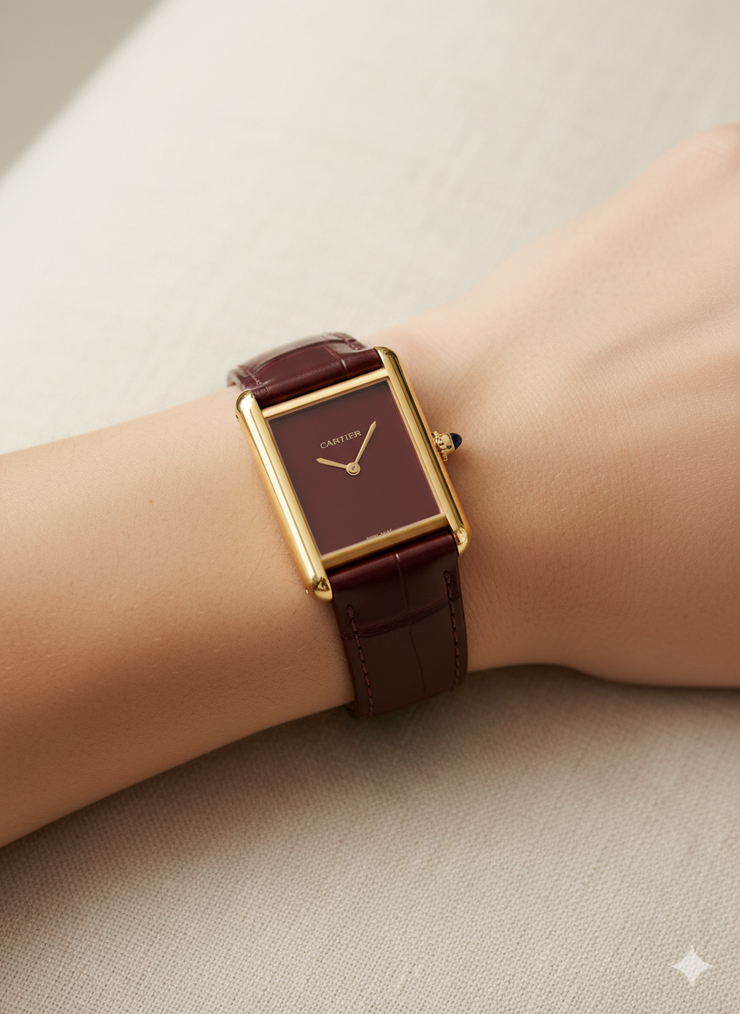 Bordeaux Elegance Rectangular Watch