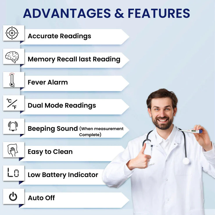 Rigid Digital Thermometer for Kids and Adults