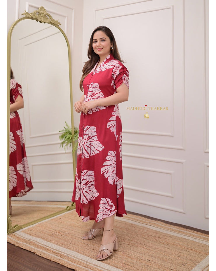 Ikkat Printed Premium cotton printed fir flair dresses