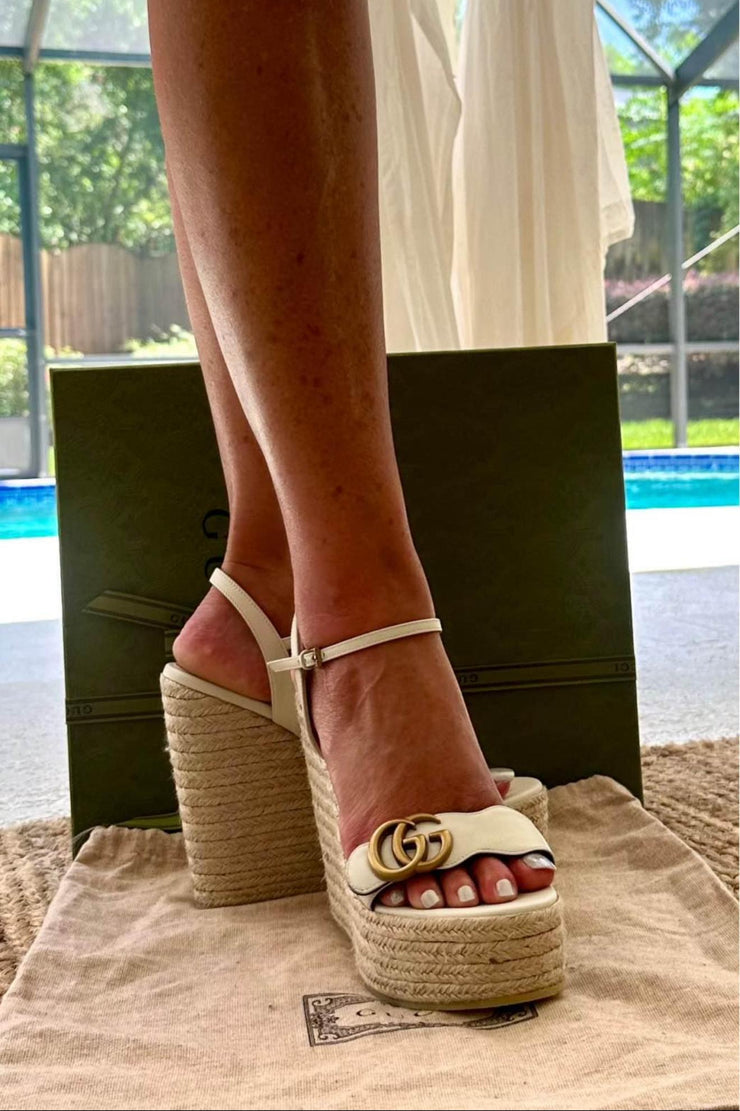 GUCCI ESPARDRILLE   WEDGE SANDALS