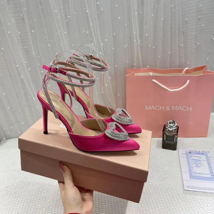 Mach Mach Tripple Heart Heels - Rose pink