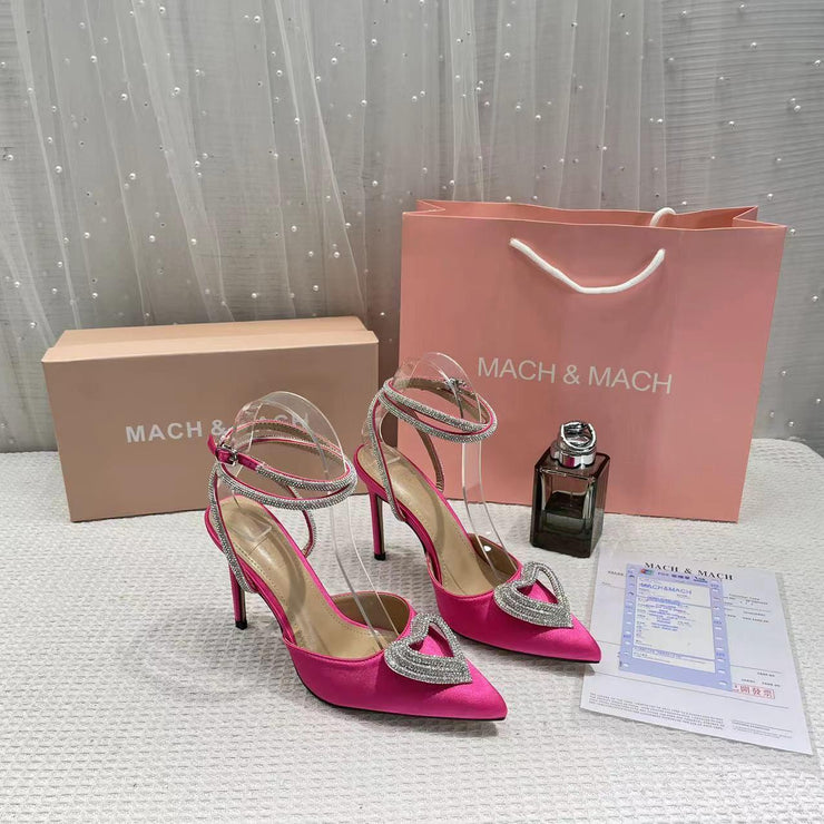 Mach Mach Tripple Heart Heels - Rose pink