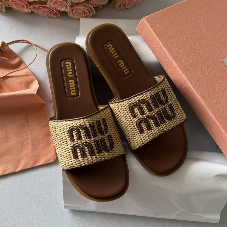 MIU MIU JUTE FLATS