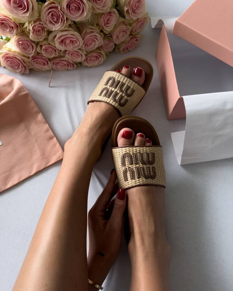 MIU MIU JUTE FLATS