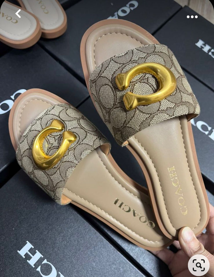 Coach slides in stock ❤️ - Muted Brown