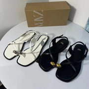 ZARA burgundy strappy flat sandals