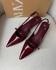 ZARA Burgundy Patent Slingback Heels