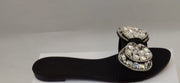 Luxury Crystal Heart Slide Sandals - Black