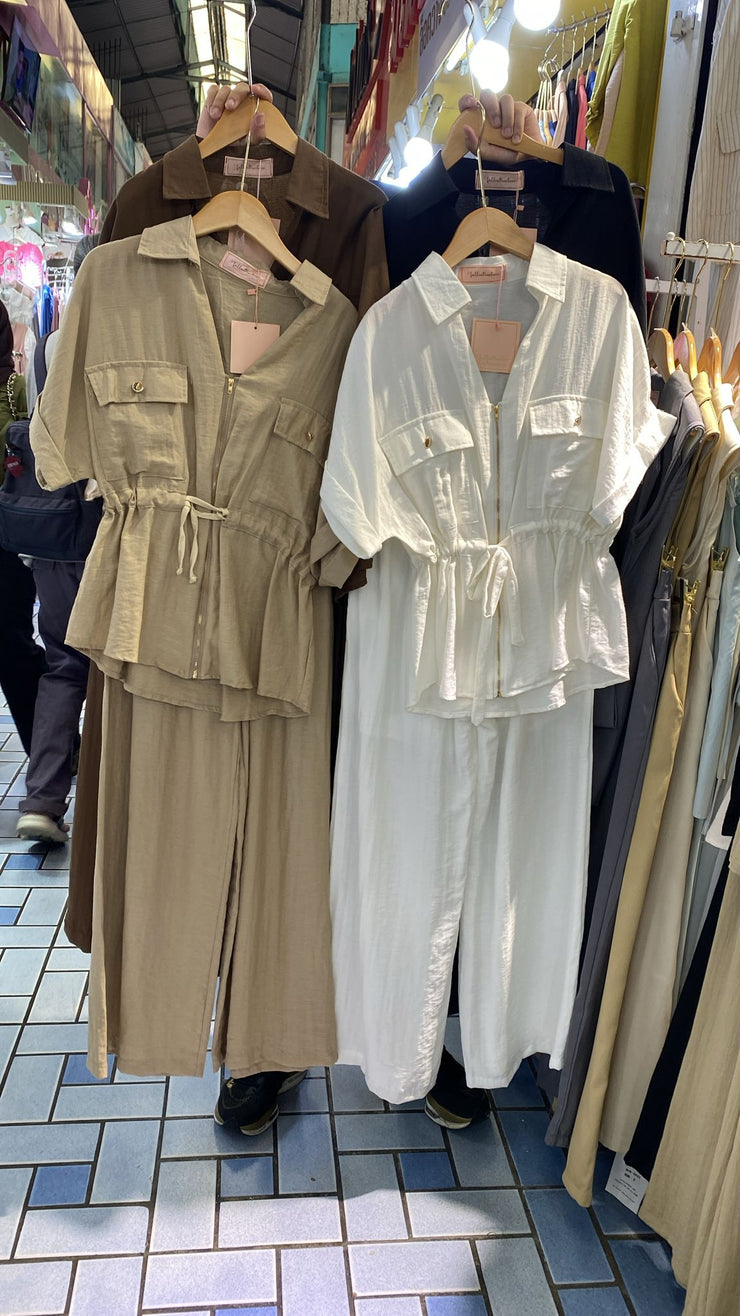Women’s Solid Utility Style Shirt Dress with Waist Tie