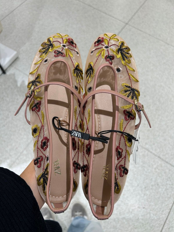 ZARA BRIDAL BALLERINAS -SHEER BLUSH