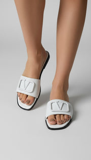 VALENTINO SLIDES - WHITE