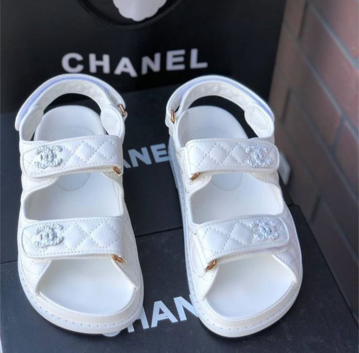 Channel Sandals - White