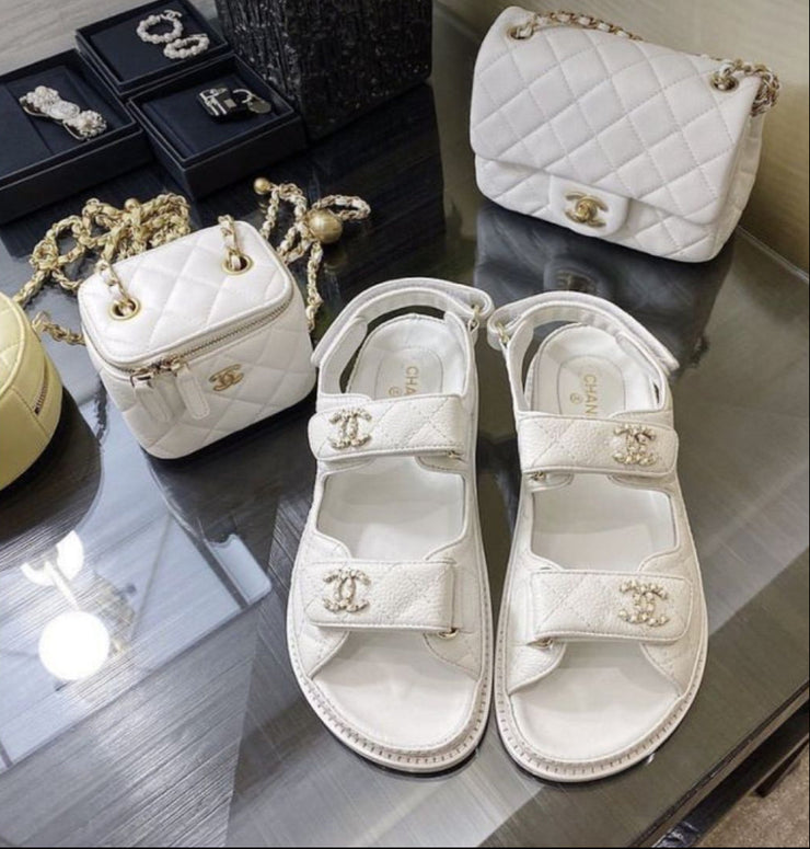 Channel Sandals - White