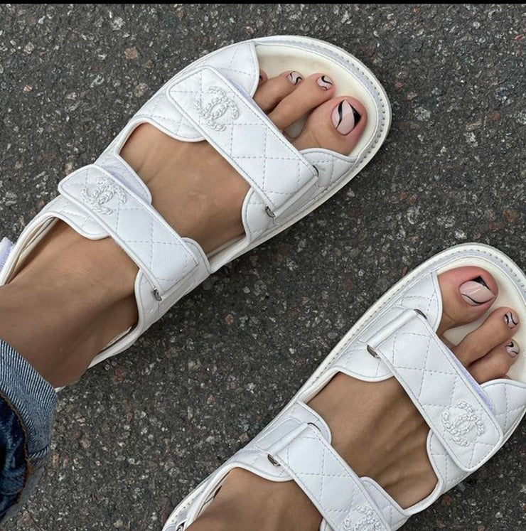 Channel Sandals - White