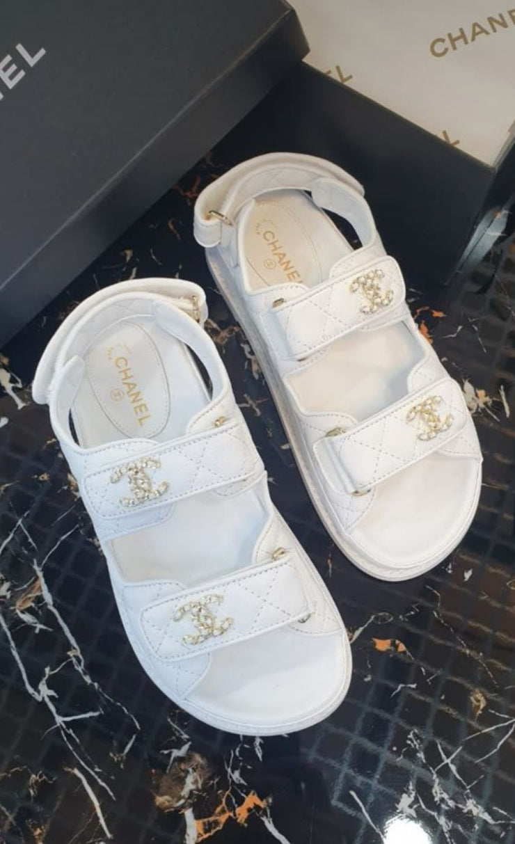 Channel Sandals - White