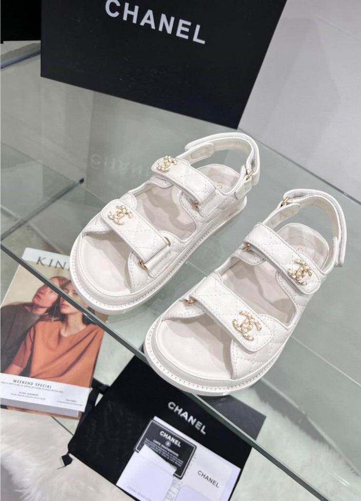 Channel Sandals - White