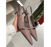 ZARA Nude Patent Slingback Heels