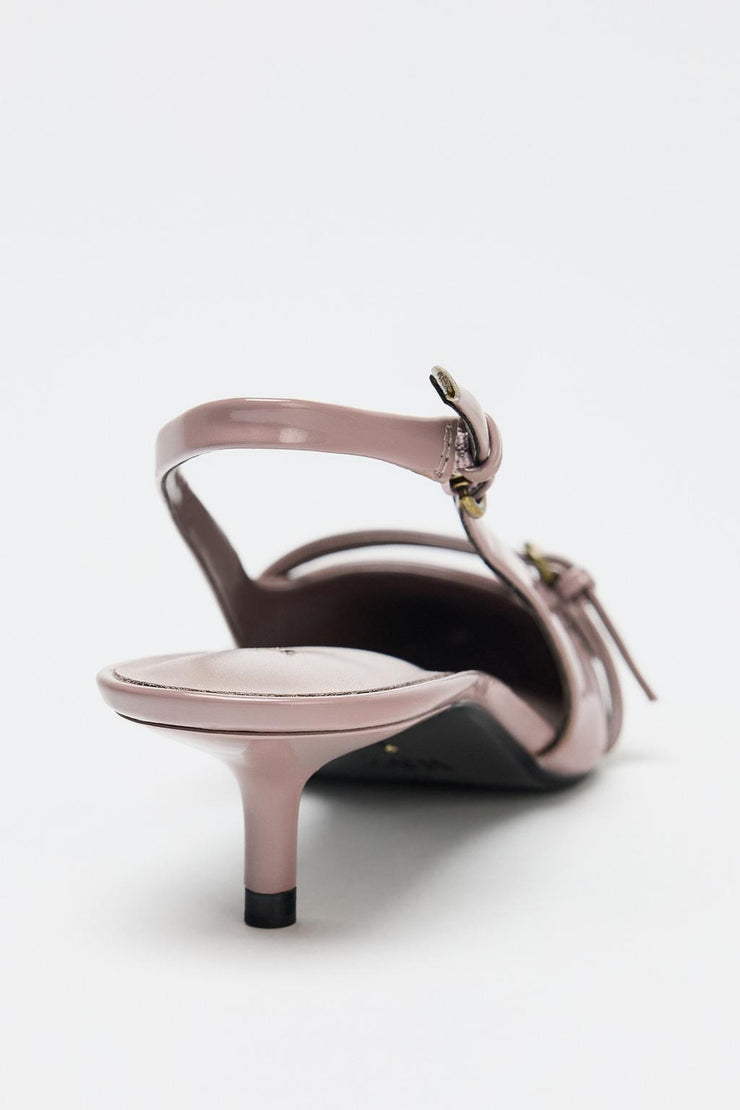 ZARA Nude Patent Slingback Heels