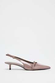 ZARA Nude Patent Slingback Heels