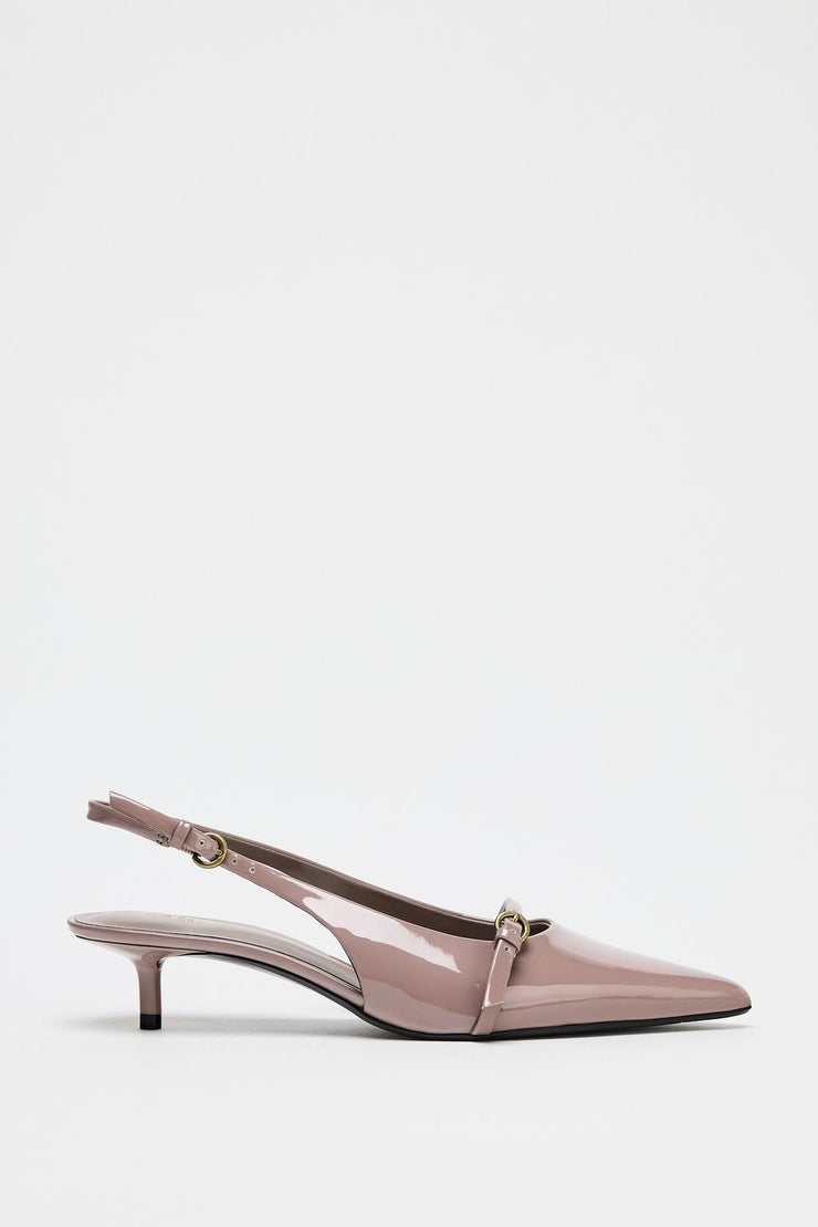 ZARA Nude Patent Slingback Heels