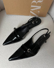 ZARA Black Patent Slingback Heels