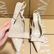 ZARA Patent Slingback Heels with Bow Detail