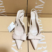 ZARA Patent Slingback Heels with Bow Detail