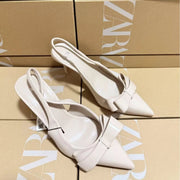 ZARA Patent Slingback Heels with Bow Detail