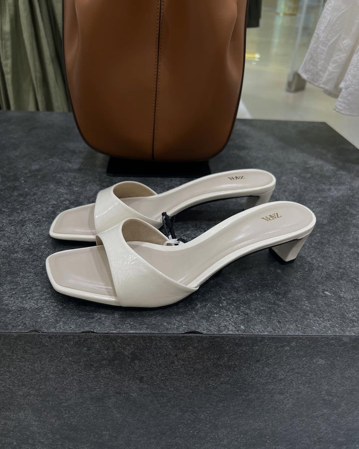 ZARA open-toe slip-on heeled sandals