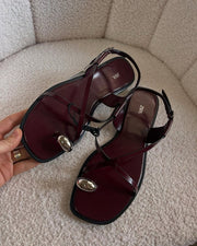 ZARA burgundy strappy flat sandals