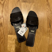 ZARA Black Faux Croc Slide Sandals