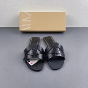ZARA Black Faux Croc Slide Sandals