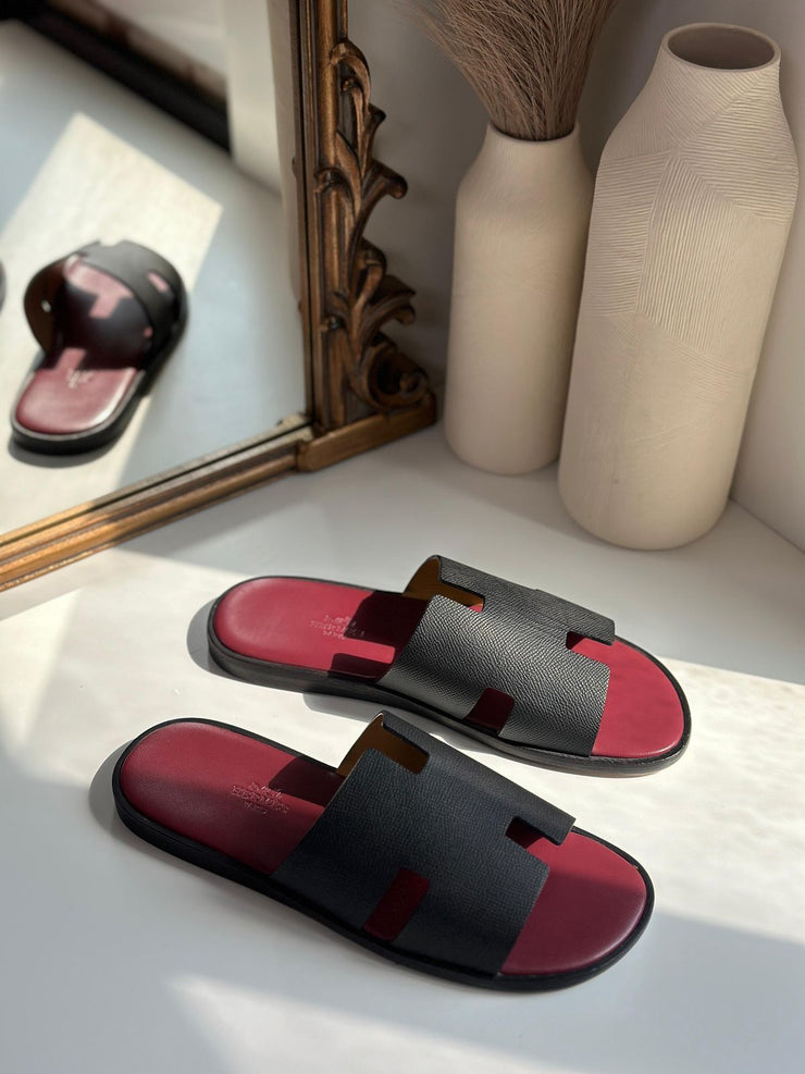 HERMES ORAN FLATS FOR MEN - RED AND BLACK
