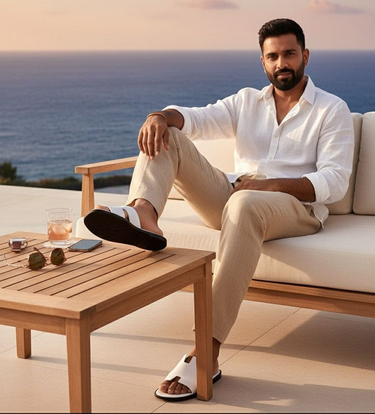 HERMES ORAN FLATS FOR MEN - WHITE