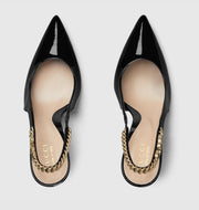 GUCCI SIGNORIA SLINGBACK LEATHER PUMPS - BLACK