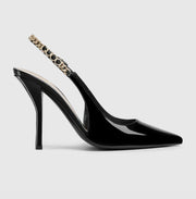 GUCCI SIGNORIA SLINGBACK LEATHER PUMPS - BLACK
