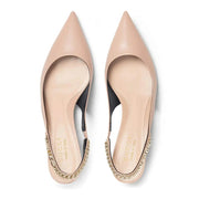 GUCCI SIGNORIA SLINGBACK LEATHER PUMPS - BEIGE