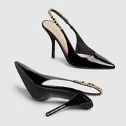 GUCCI SIGNORIA SLINGBACK LEATHER PUMPS - BLACK