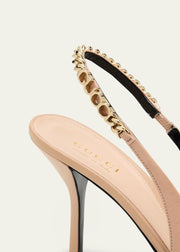 GUCCI SIGNORIA SLINGBACK LEATHER PUMPS - BEIGE