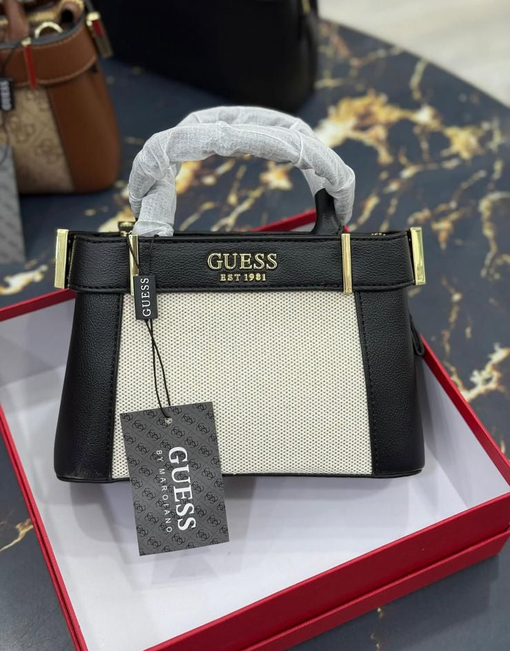 GUESS Signature Canvas & Leather Handbag – Women’s Elegant Tote