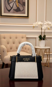 GUESS Signature Canvas & Leather Handbag – Women’s Elegant Tote