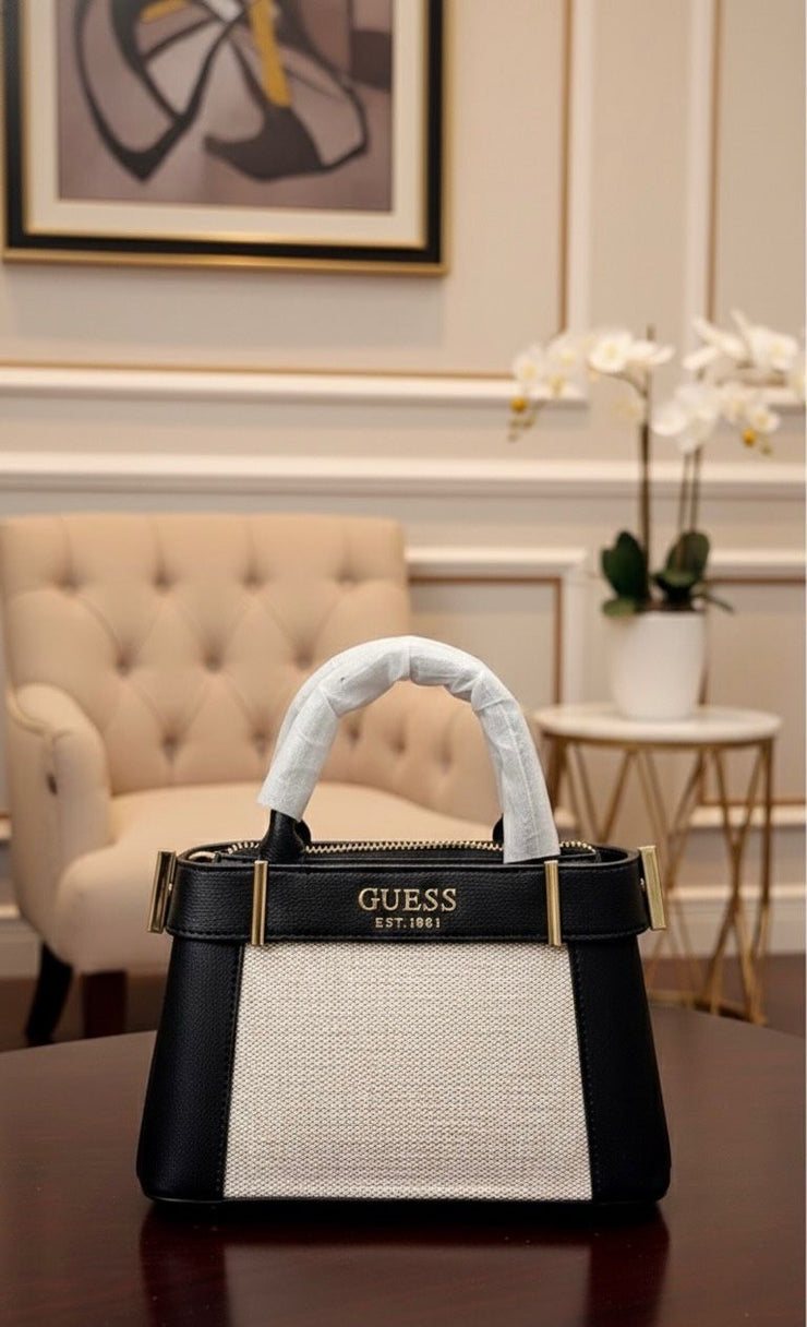 GUESS Signature Canvas & Leather Handbag – Women’s Elegant Tote
