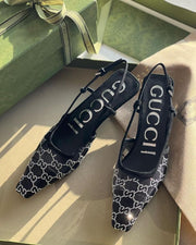 GG crystal slingback pump