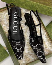 GG crystal slingback pump