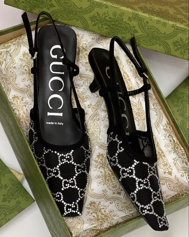 GG crystal slingback pump