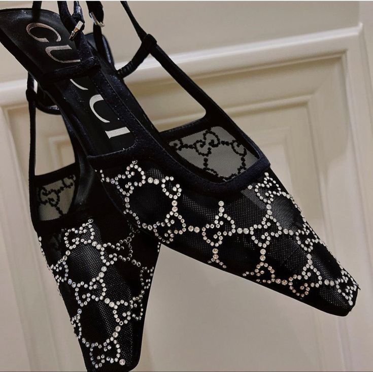 GG crystal slingback pump