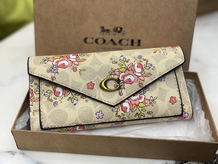 COACH FLAP PRINTED THREE FOLD LONG WALLET