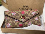 COACH FLAP STRAWBERRY 🍓 THREE FOLD LONG WALLET